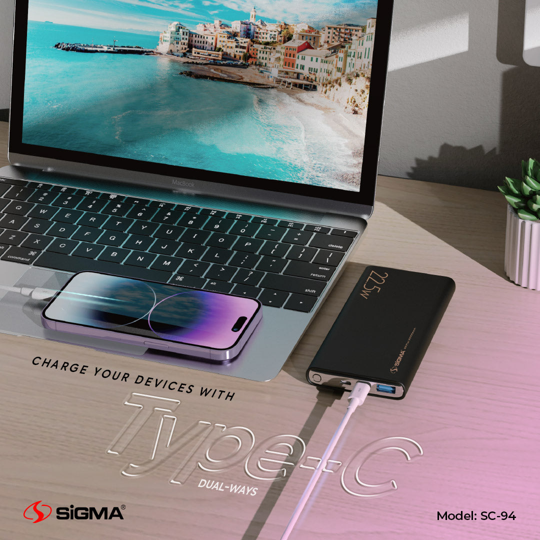 Sigma Ghauri Power Bank 10000mAh SC-94 | 22.5W Fast Charging for iPhone & Android