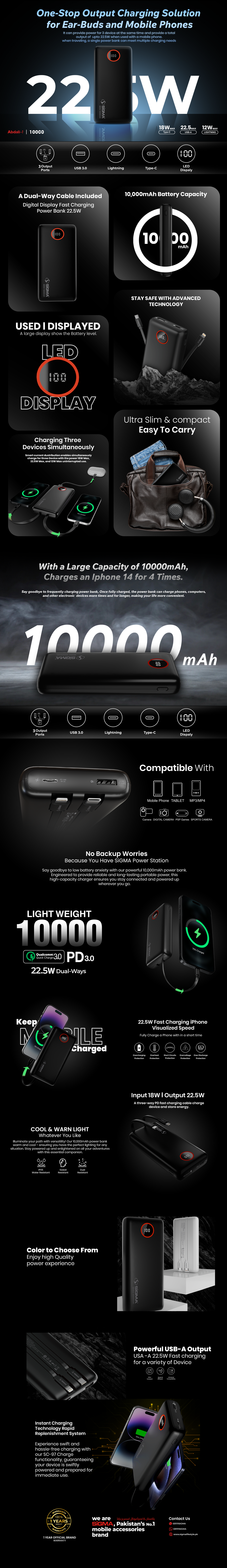 SiGMA ABDALI-1 (2in1) POWER BANK 10000 mAh SC-96