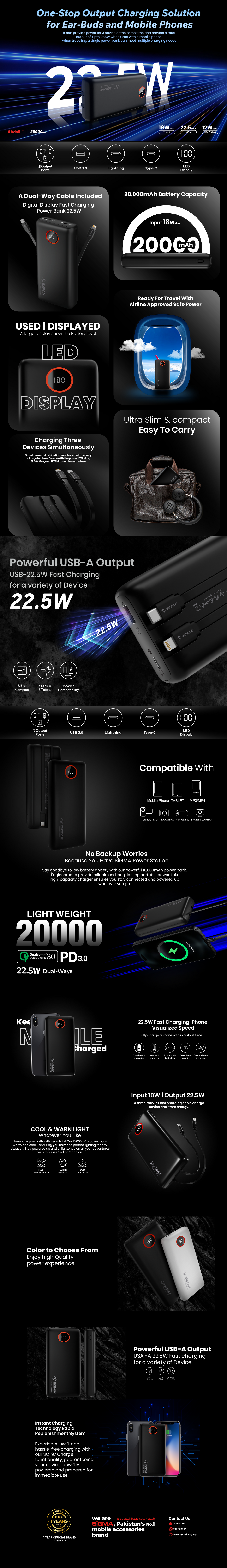 SiGMA ABDALI-2 (2in1) POWER BANK 20000 mAh SC-97