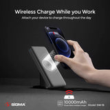 Sigma Wireless Power Bank 10000mAh SW-15 | Wireless & Fast Charging for iPhone & Android