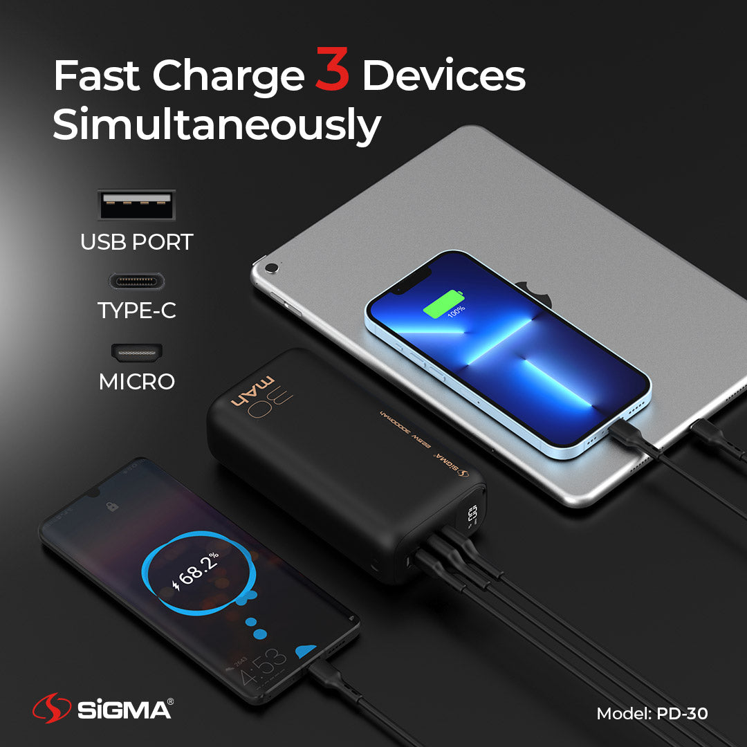 Sigma Shaheen Power Bank 30000mAh PD-30