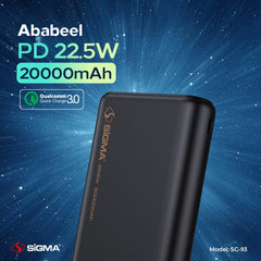 Sigma SC-93 Ababeel 22.5W PD+QC3.0 20000mAh