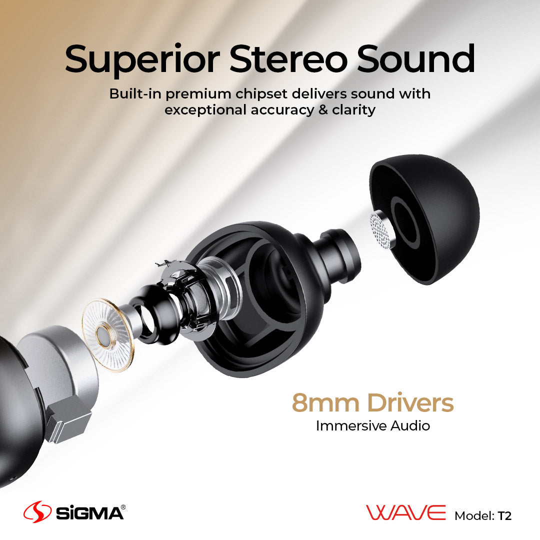 Sigma Wireless EarBuds WAVE T2 TWS - Sigma Lifestyle