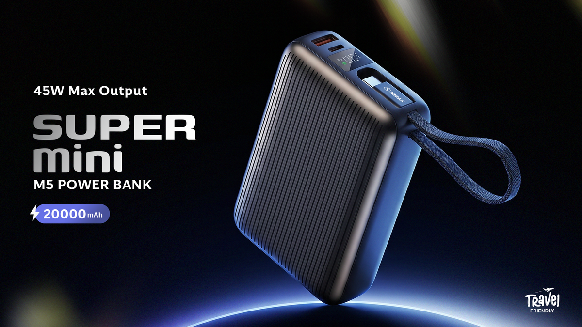 Sigma M5 20000mAh 45W power bank banner